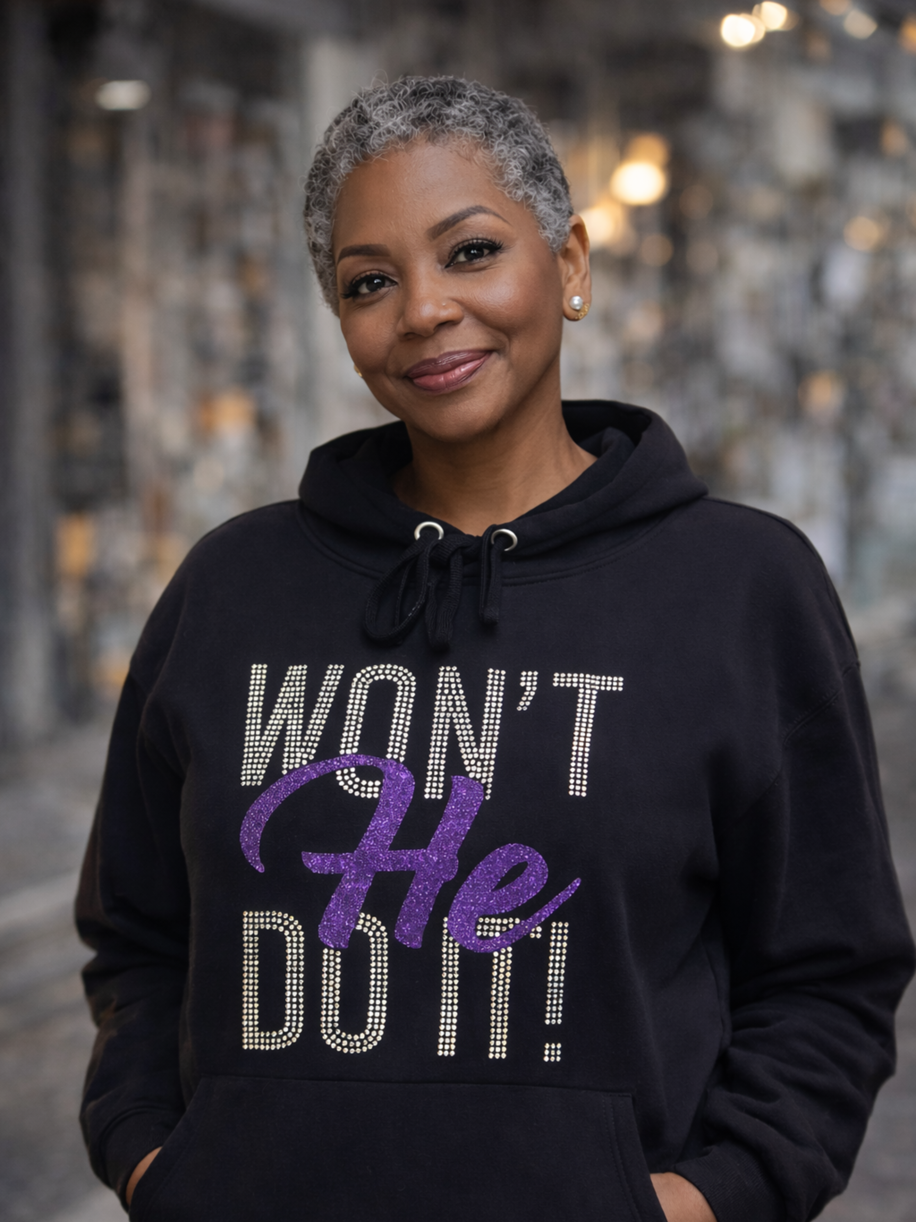 Won’t He Do It Bling Hoodie | Faith2Felicity Statement Hoodie (Purple)
