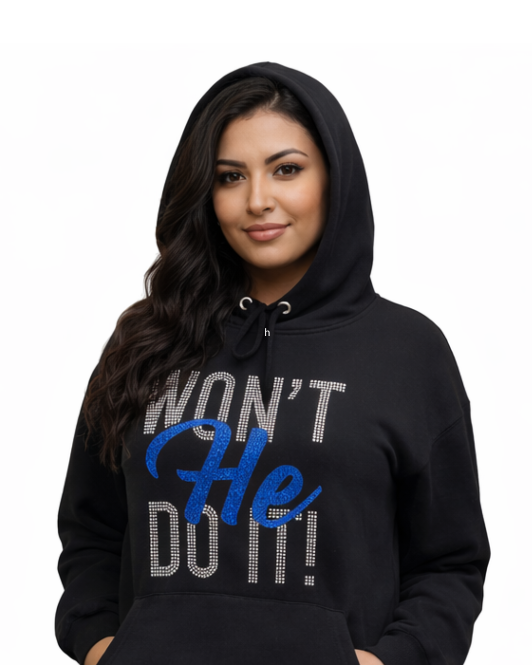 Won’t He Do It Bling Hoodie | Faith2Felicity Statement Hoodie (Blue)