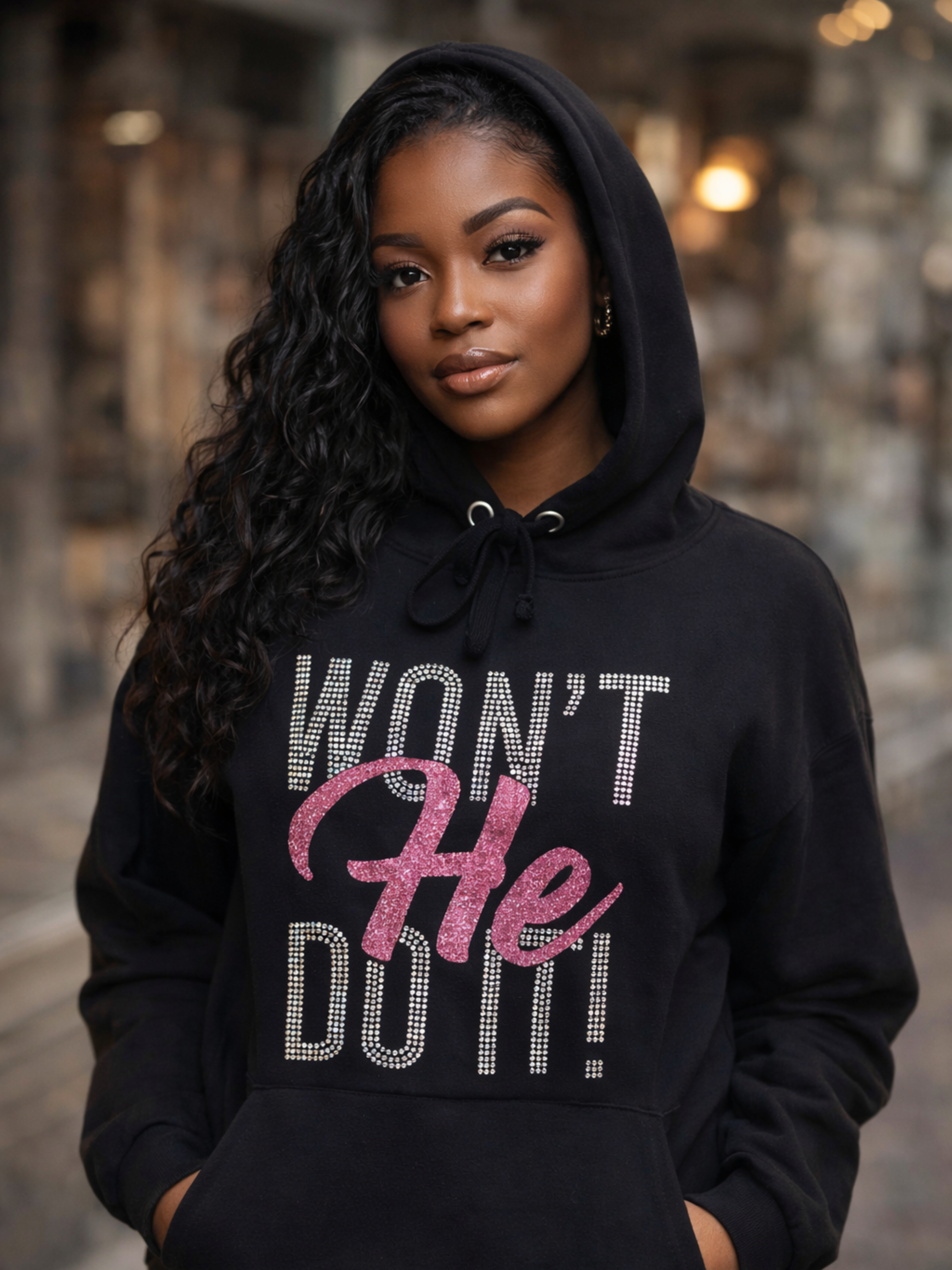 Won’t He Do It Bling Hoodie | Faith2Felicity Statement Hoodie (Pink)