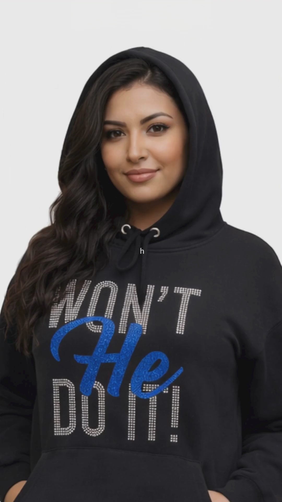 Won’t He Do It Bling Hoodie | Faith2Felicity Statement Hoodie (Blue)