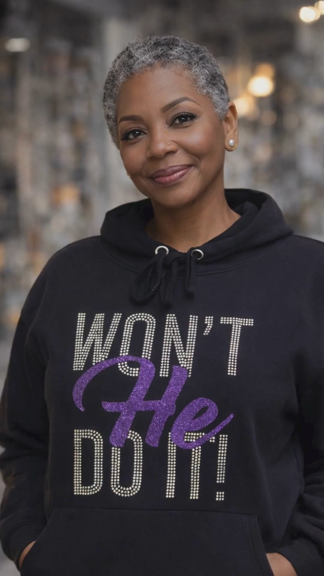 Won’t He Do It Bling Hoodie | Faith2Felicity Statement Hoodie (Purple)